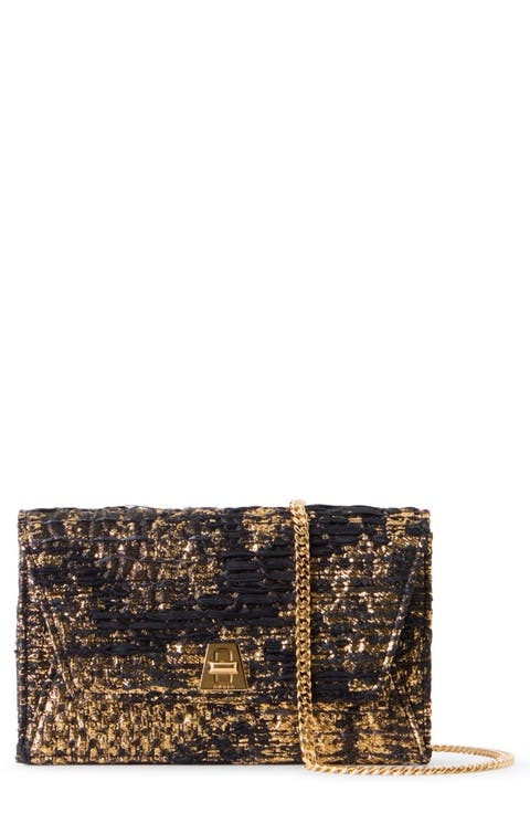 Anouk Woven Metallic Foil Envelope Clutch
