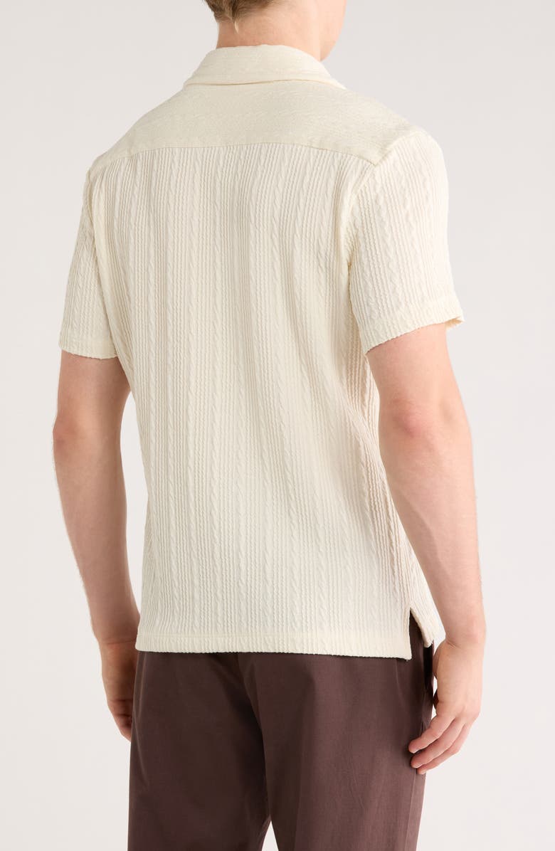 DENIM AND FLOWER Textured Short Sleeve Button-Up Shirt Textured Short Sleeve Button-Up Shirt, Alternate, color, Cream