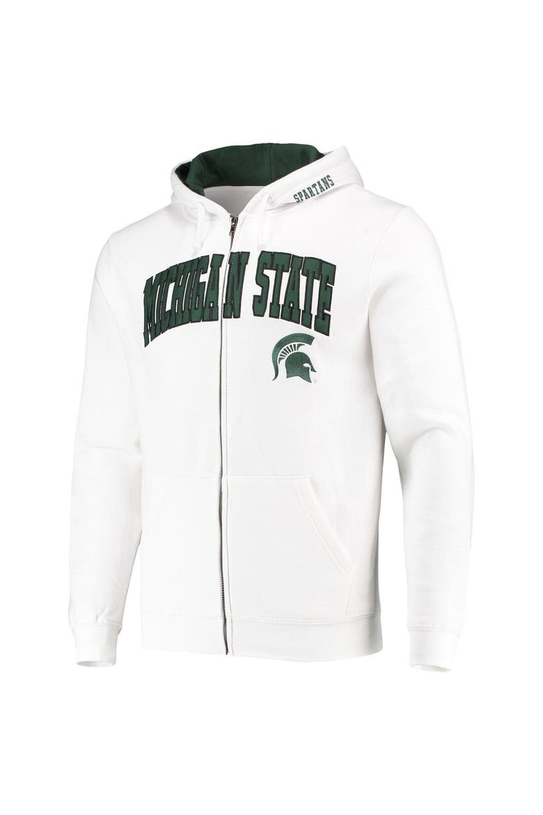 Men's Colosseum White Michigan State Spartans Arch & Logo 3.0 Full-Zip Hoodie, Alternate, color, White