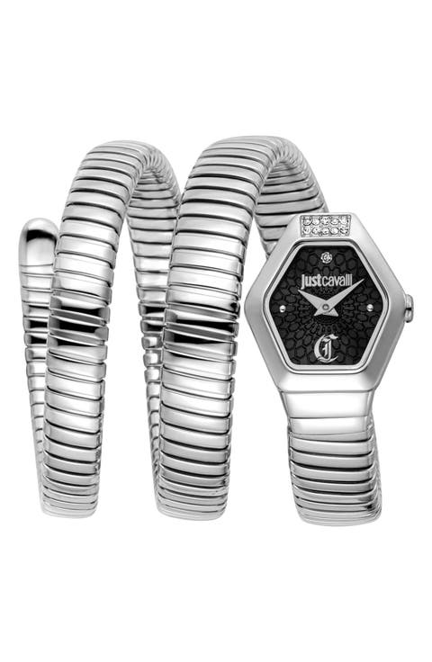 Romina Snake Wraparound Bracelet Watch, 22.5mm x 28.5mm