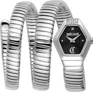 Just Cavalli Romina Snake Wraparound Bracelet Watch, 22.5mm x 28.5mm
