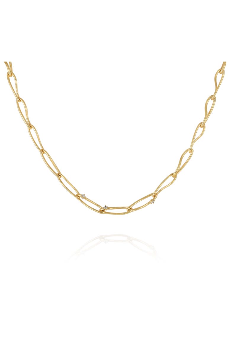 Vince Camuto Open Link Necklace with Cubic Zirconia, Alternate, color, 14K Gold Plated