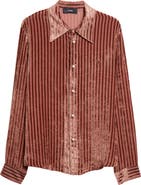 AMIRI Stripe Wool & Silk Velvet Button-Up Shirt