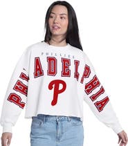 G-III 4HER BY CARL BANKS Women's G-III 4Her by Carl Banks White Philadelphia Phillies Bleachers Cropped Pullover Sweatshirt