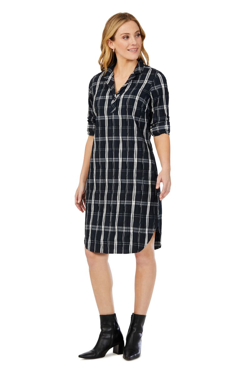 Foxcroft Sloane Windowpane Long Sleeve Popover Shirtdress, Alternate, color, 