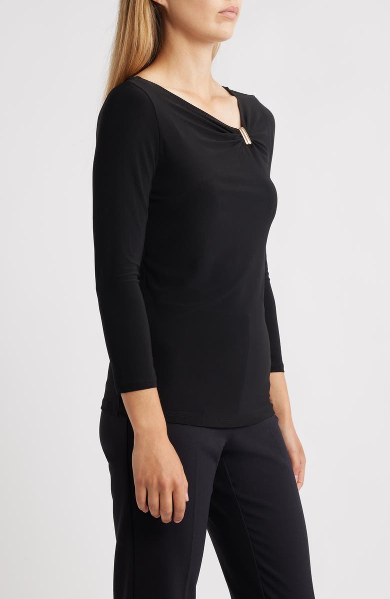 Anne Klein Gathered Asymmetric Neck Top, Alternate, color, 