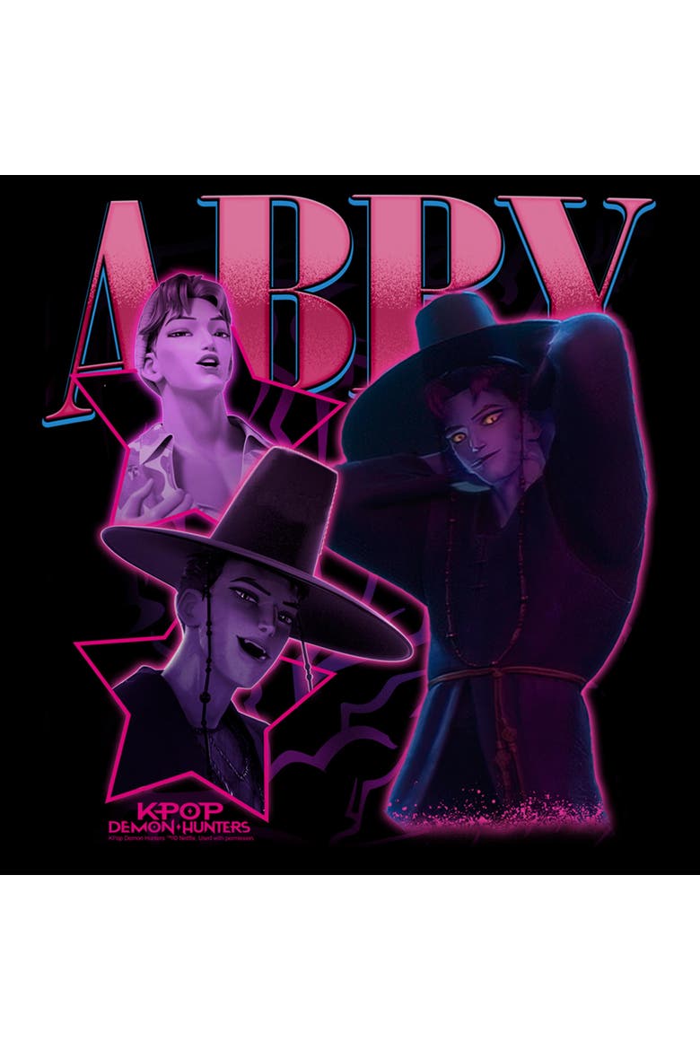 Boys KPop Demon Hunters Abby Saja Collage T Shirt, Alternate, color, Black