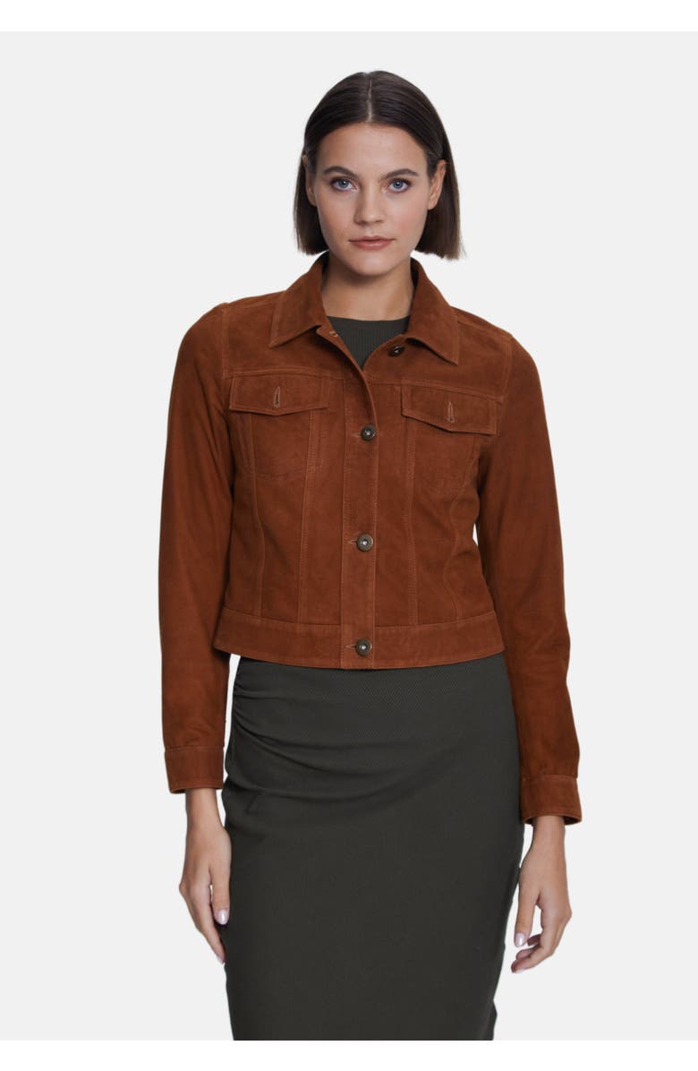 Furniq UK Arabella Suede Jacket, Alternate, color, Brown