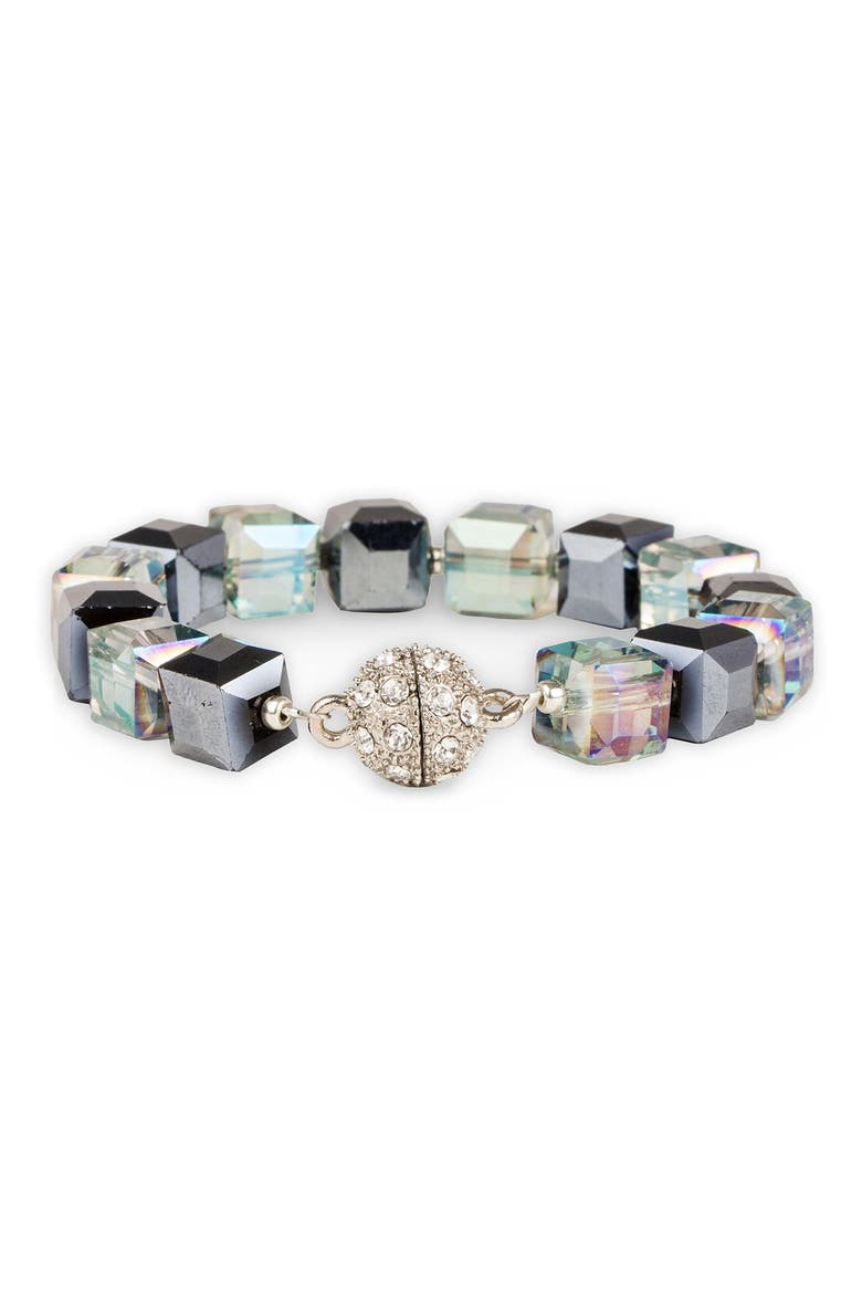 Glass Cube Beaded Bracelet, Alternate, color, NAVY