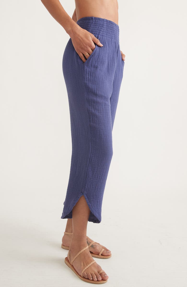 Marine Layer Cali Smocked Double Cloth Cotton Pants, Alternate, color, 