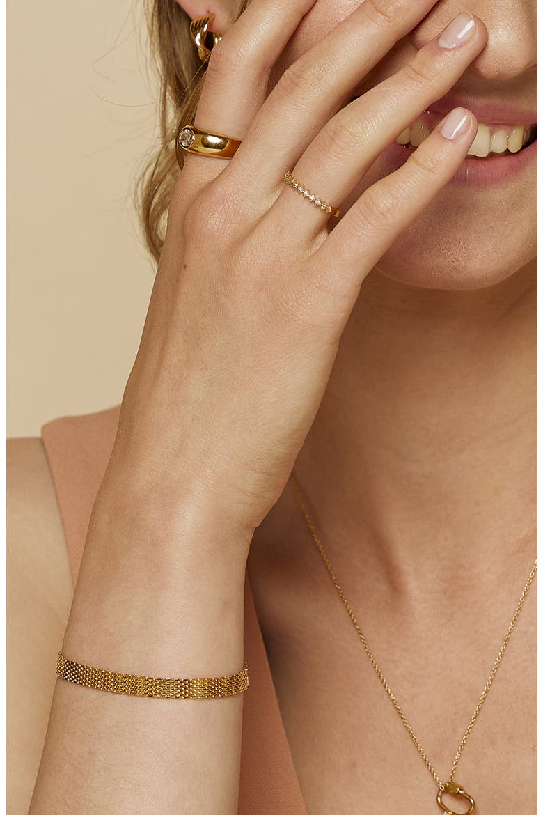 18k Gold Plated Sterling Silver Mash Chain Adjustable Bracelet Gift Idea, Alternate, color, Gold