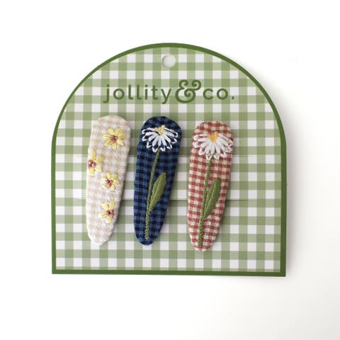 Embroidered Floral Hair Clips