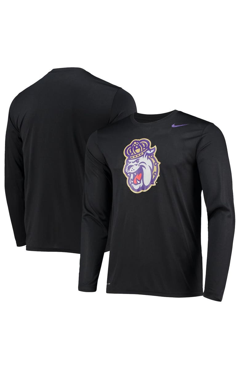 Nike Men's Nike Black James Madison Dukes School Logo Legend Performance Long Sleeve T-Shirt, Main, color, 