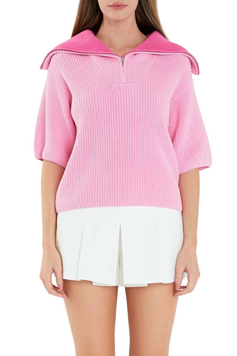 Oversize Collar Pullover Sweater, Main, color, PINK