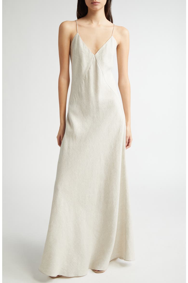 low cut linen dress DEIA Midi Dress