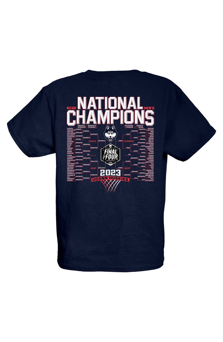 BLUE 84 Youth Blue 84 Navy UConn Huskies 2023 NCAA Men's Basketball National Champions Focus Bracket T-Shirt, Alternate, color, 