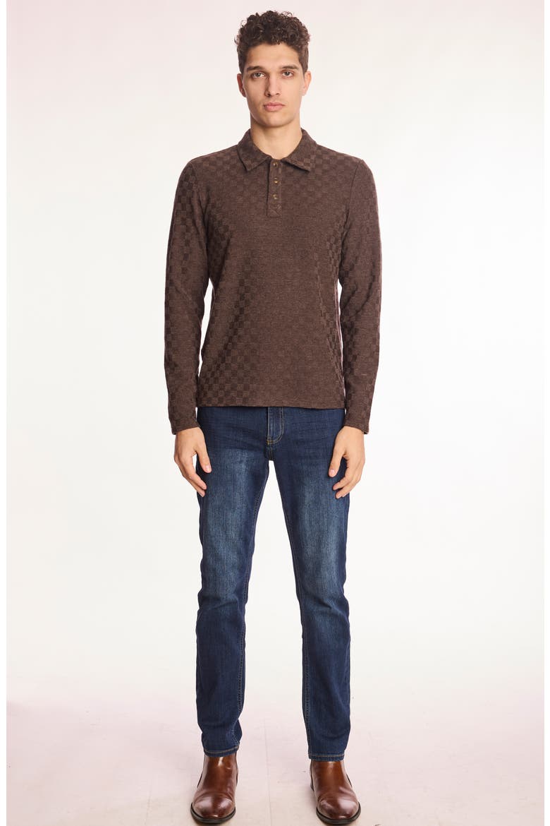 Check Long Sleeve Polo, Alternate, color, CHOCOLATE COFFEE