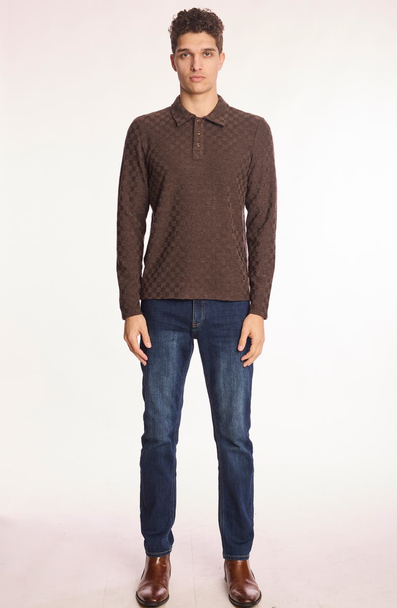 PAISLEY & GRAY Check Long Sleeve Polo, Alternate, color, Chocolate Coffee