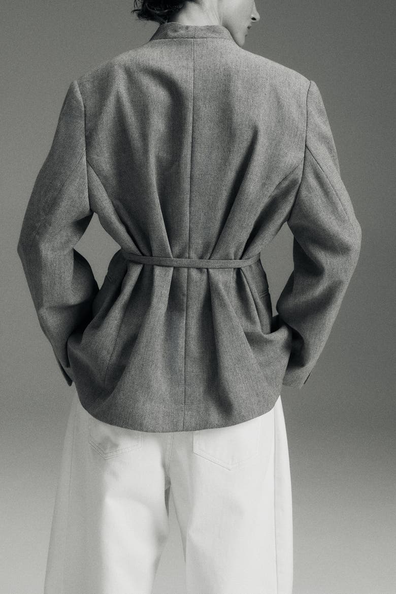 Oversized Belted Jacket, Alternate, color, Gray melange