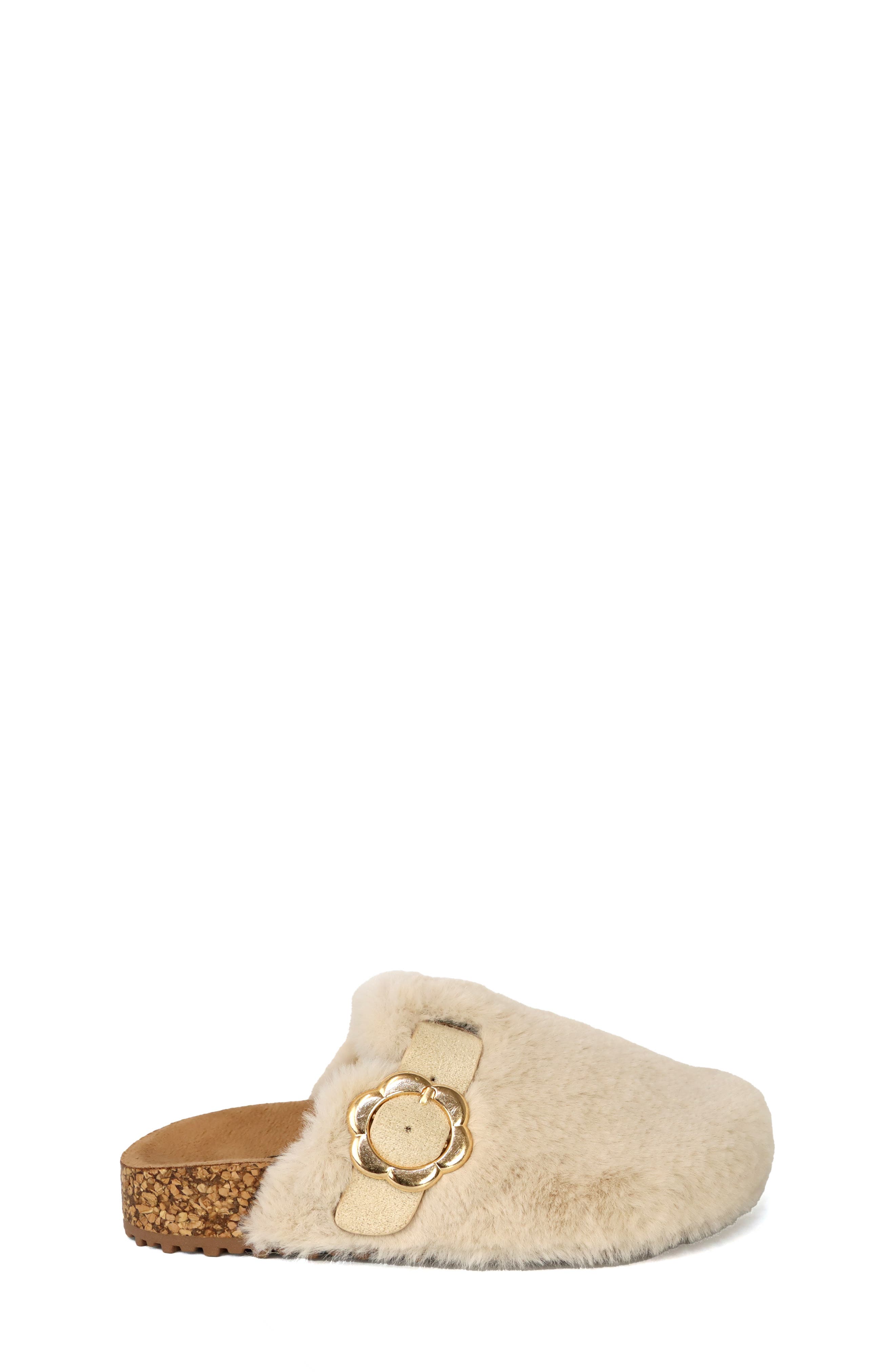 Kids' Lorena Faux Fur Clog, Alternate, color, BEIGE