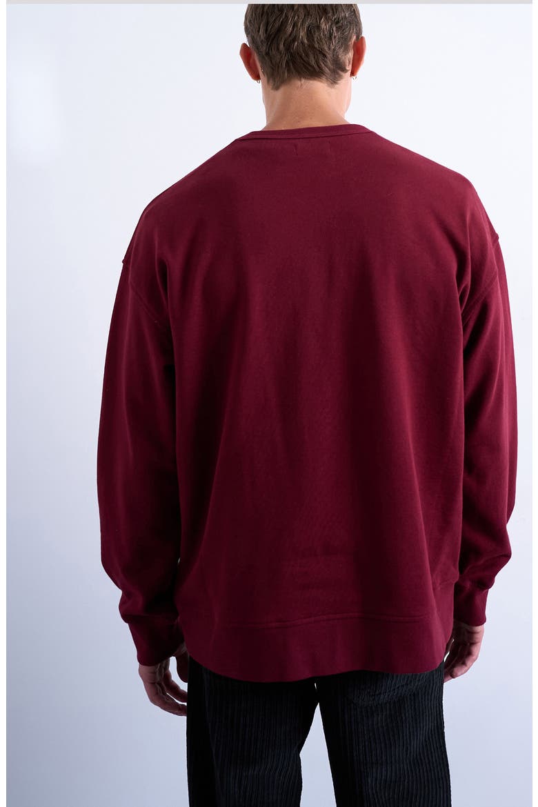 Lightweight Oversize Cotton Sweatshirt, Alternate, color, BURGUNDY