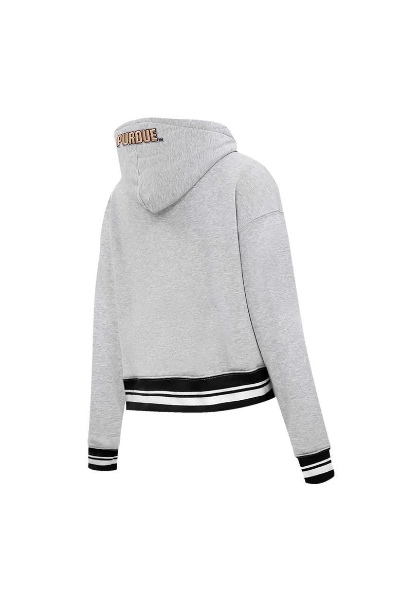 Women's Pro Standard Heather Gray Purdue Boilermakers Script Tail Fleece Cropped Pullover Hoodie, Alternate, color, Heather Gray