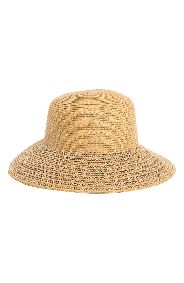 Nine West Multicolor Straw Floppy Hat, Alternate, color, 
