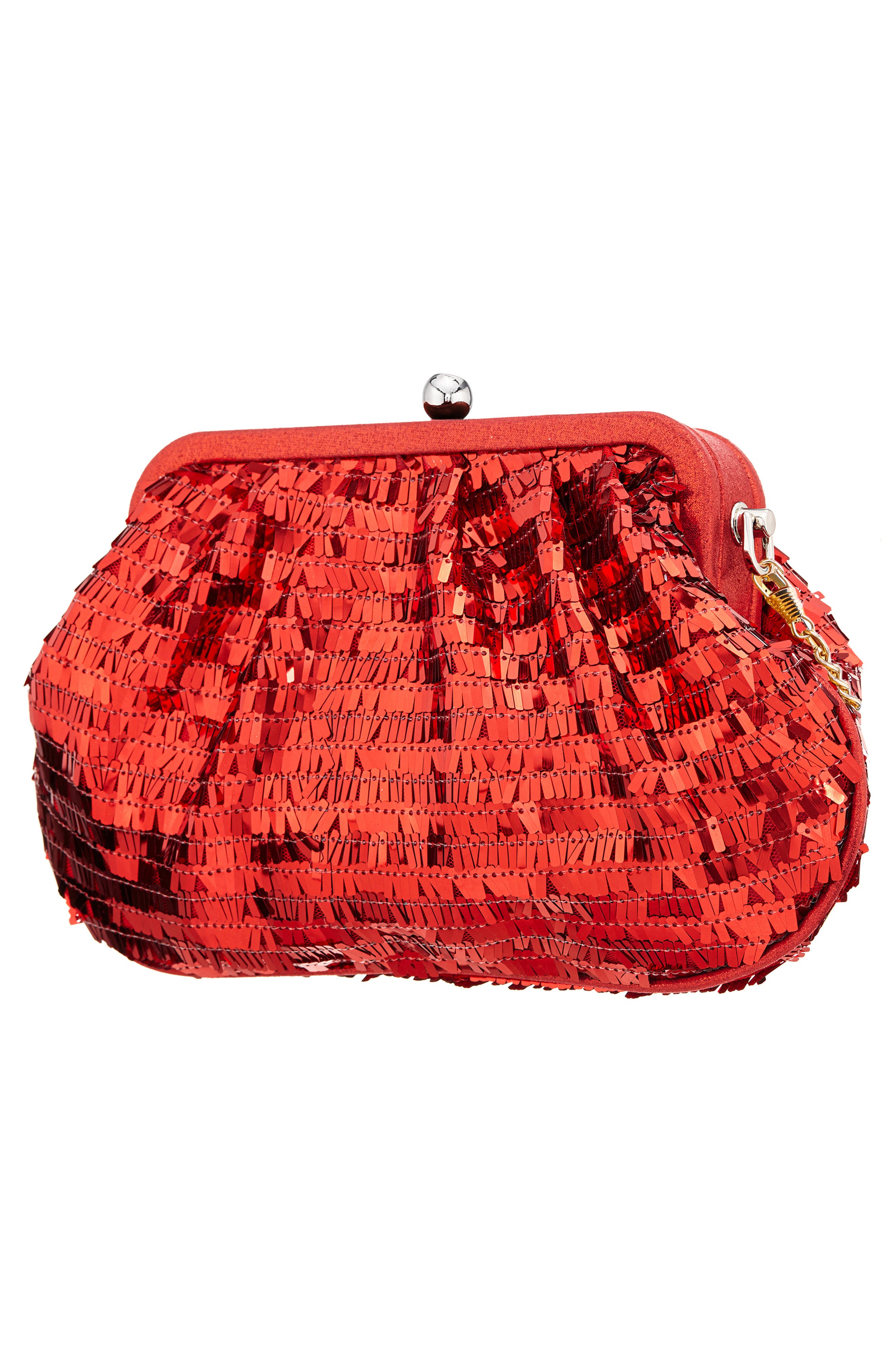 June Sequin Frame Clutch, Alternate, color, RED