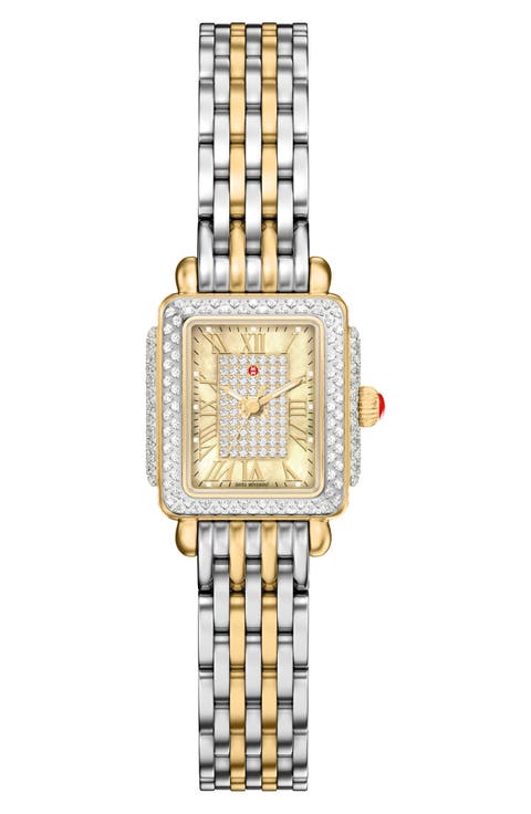 Deco Madison Mini Diamond & Mother-of-Pearl Two-Tone Bracelet Watch, 23mm x 24mm