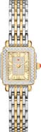 MICHELE Deco Madison Mini Diamond & Mother-of-Pearl Two-Tone Bracelet Watch, 23mm x 24mm