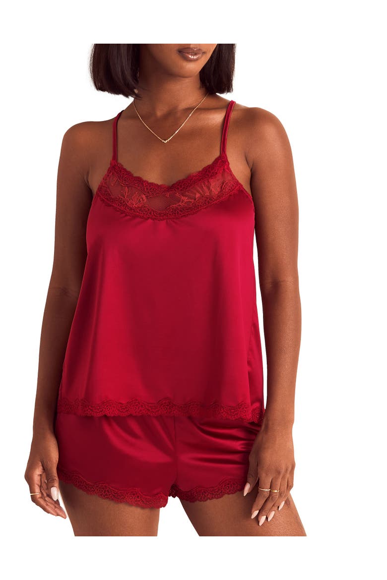 Tiani Pajama Cami And Shorts Set, Main, color, Dark red