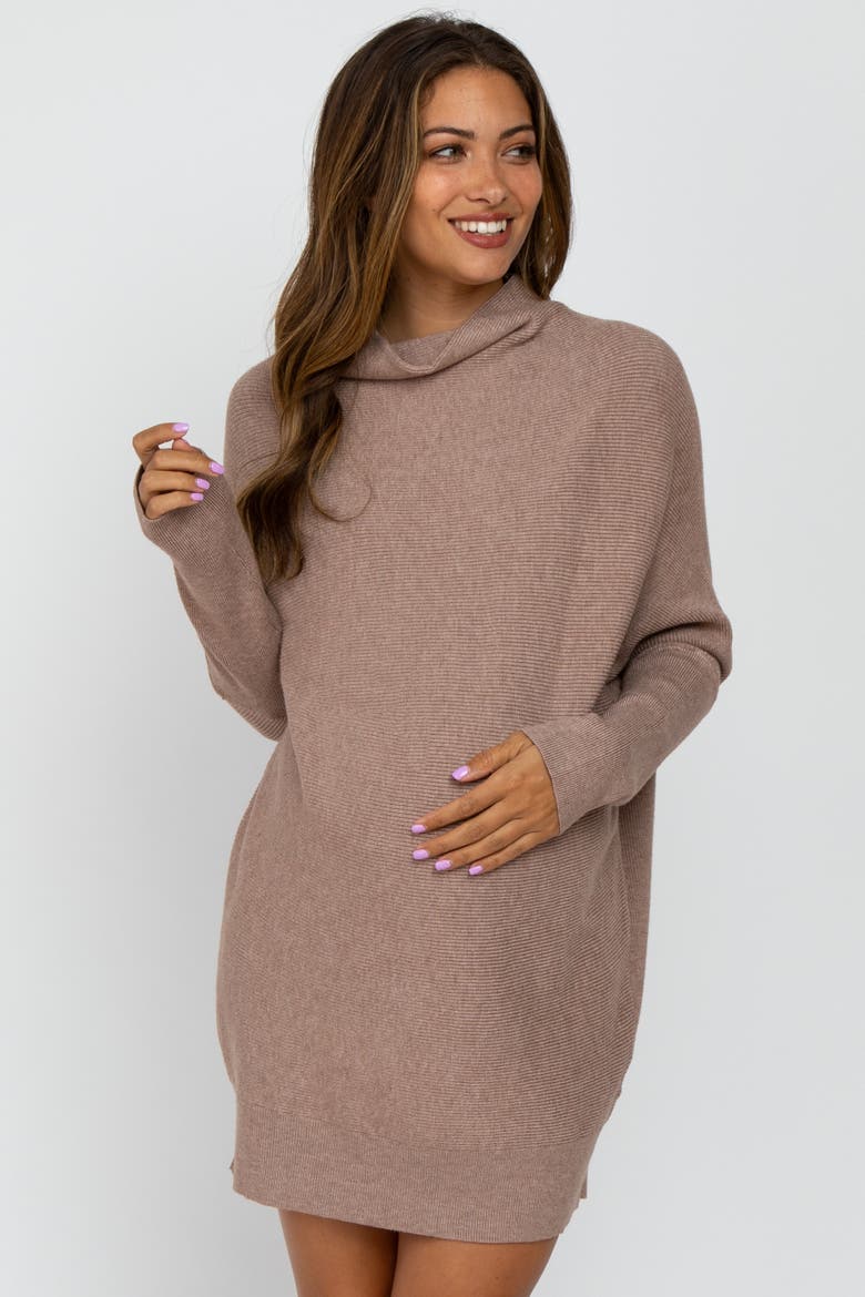 Funnel Neck Dolman Sleeve Mini Dress, Alternate, color, Taupe