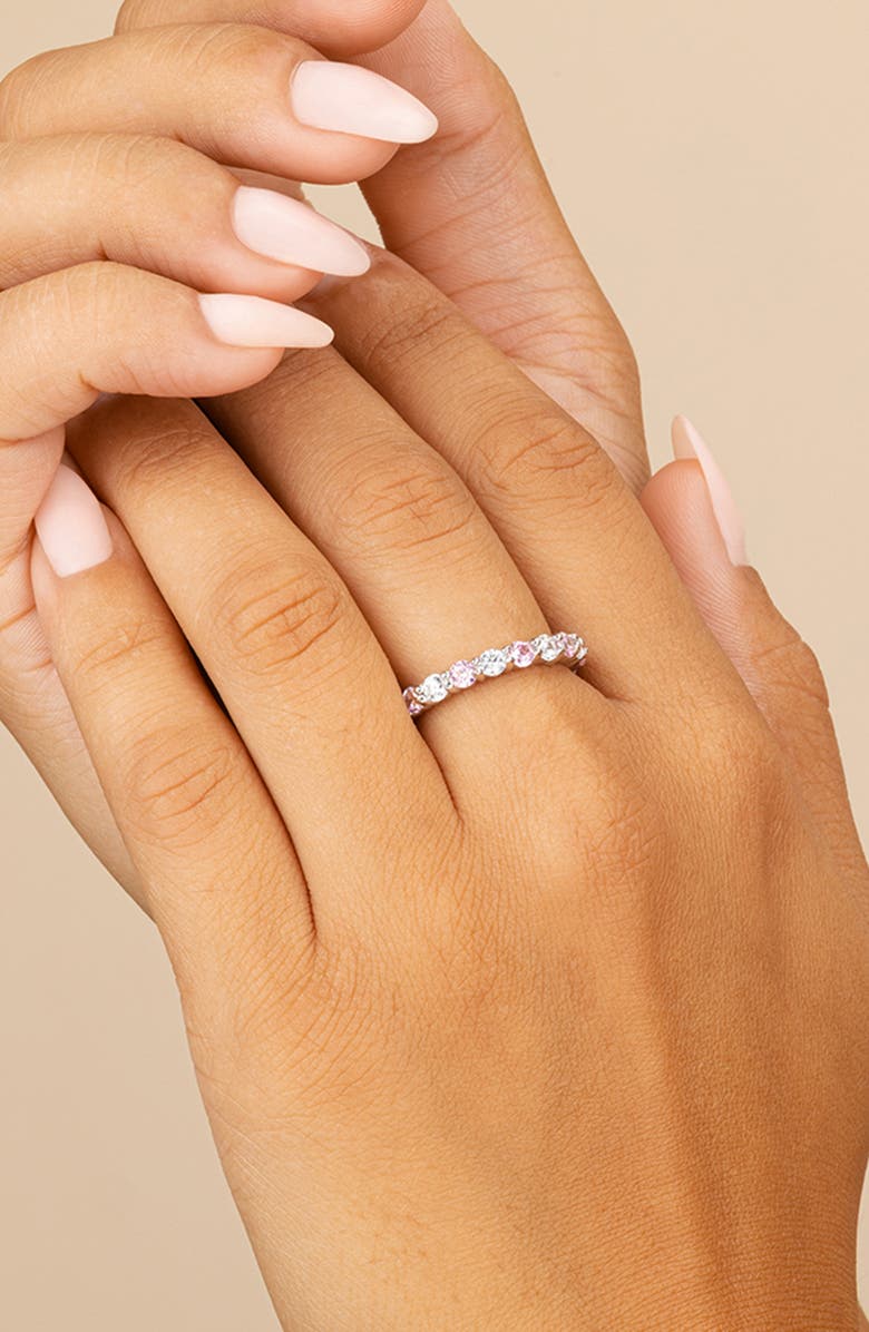 Sterling Forever Gracie Cubic Zirconia Eternity Ring, Alternate, color, Silver