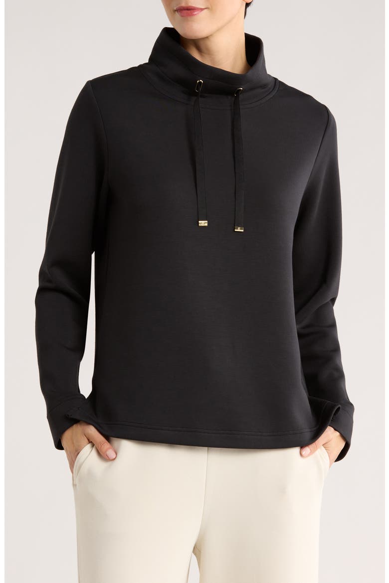 Palm Voyage Mock Neck Sweatshirt, Main, color, BLACK