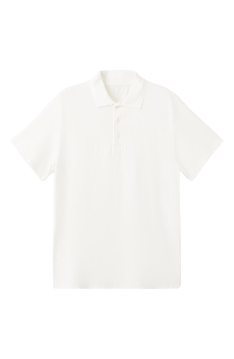 MANGO Solid Fine Knit Cotton Polo, Alternate, color, Off White