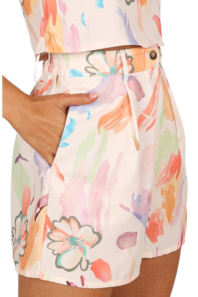 Carey High Waist Linen Blend Shorts, Alternate, color, WHITE MULTI