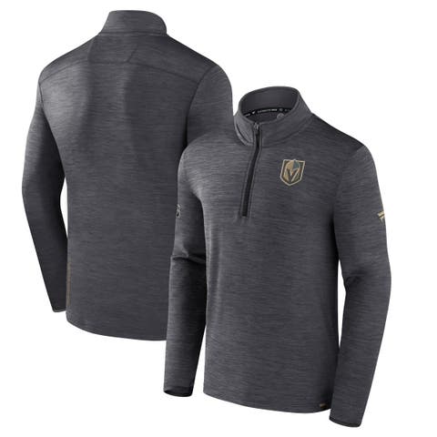 Men's Fanatics Branded  Heather Charcoal Vegas Golden Knights Authentic Pro Quarter-Zip Pullover Top
