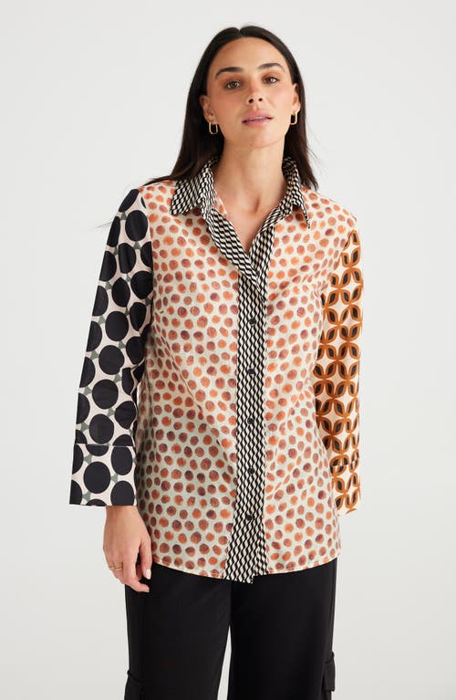 Brave + True Brave+true Lucy Print Colorblock Button-up Shirt In Gingerbread