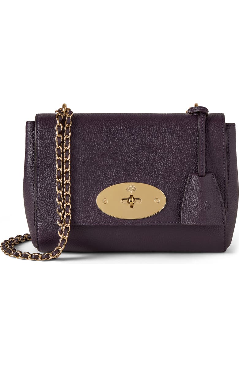 Mulberry Lily Grained Leather Shoulder Bag, Main, color, Deep Aubergine