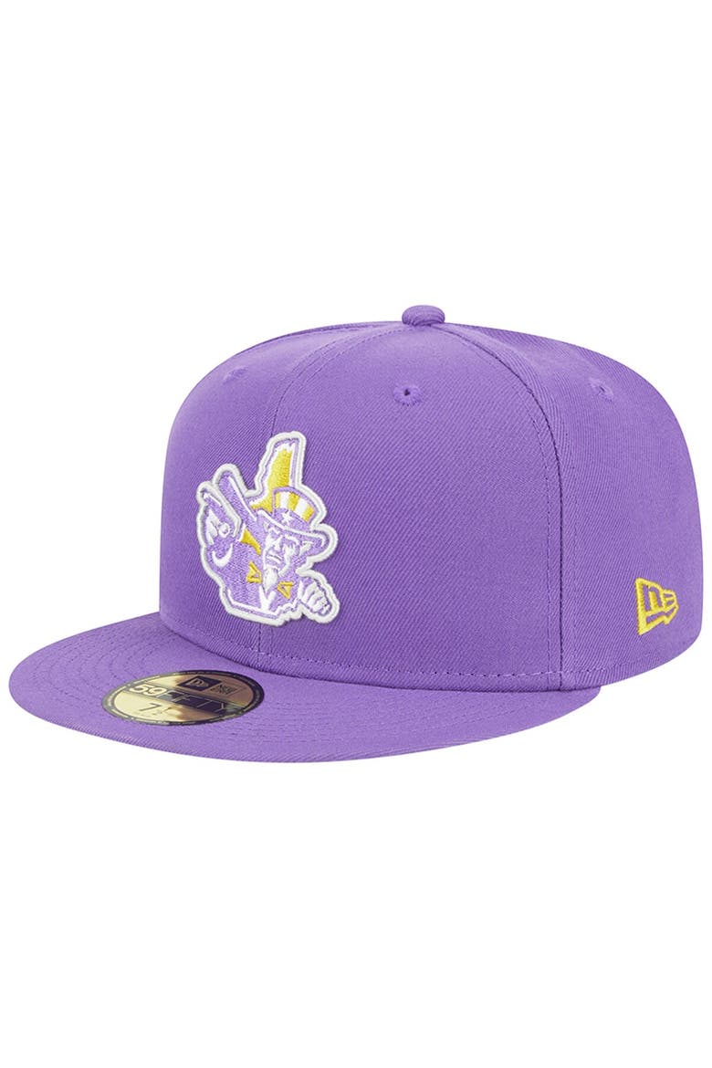 Men's New Era Purple New Hampshire Fisher Cats Theme Nights New Hampshire Primaries Uncle Sam 59FIFTY Fitted Hat, Main, color, Purple