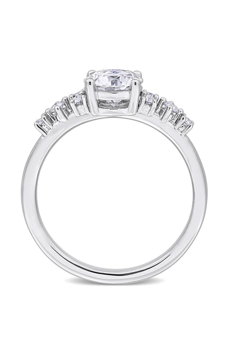 Julianna B. Moissanite Cluster Engagement Ring Sterling Silver, Alternate, color, Sterling Silver