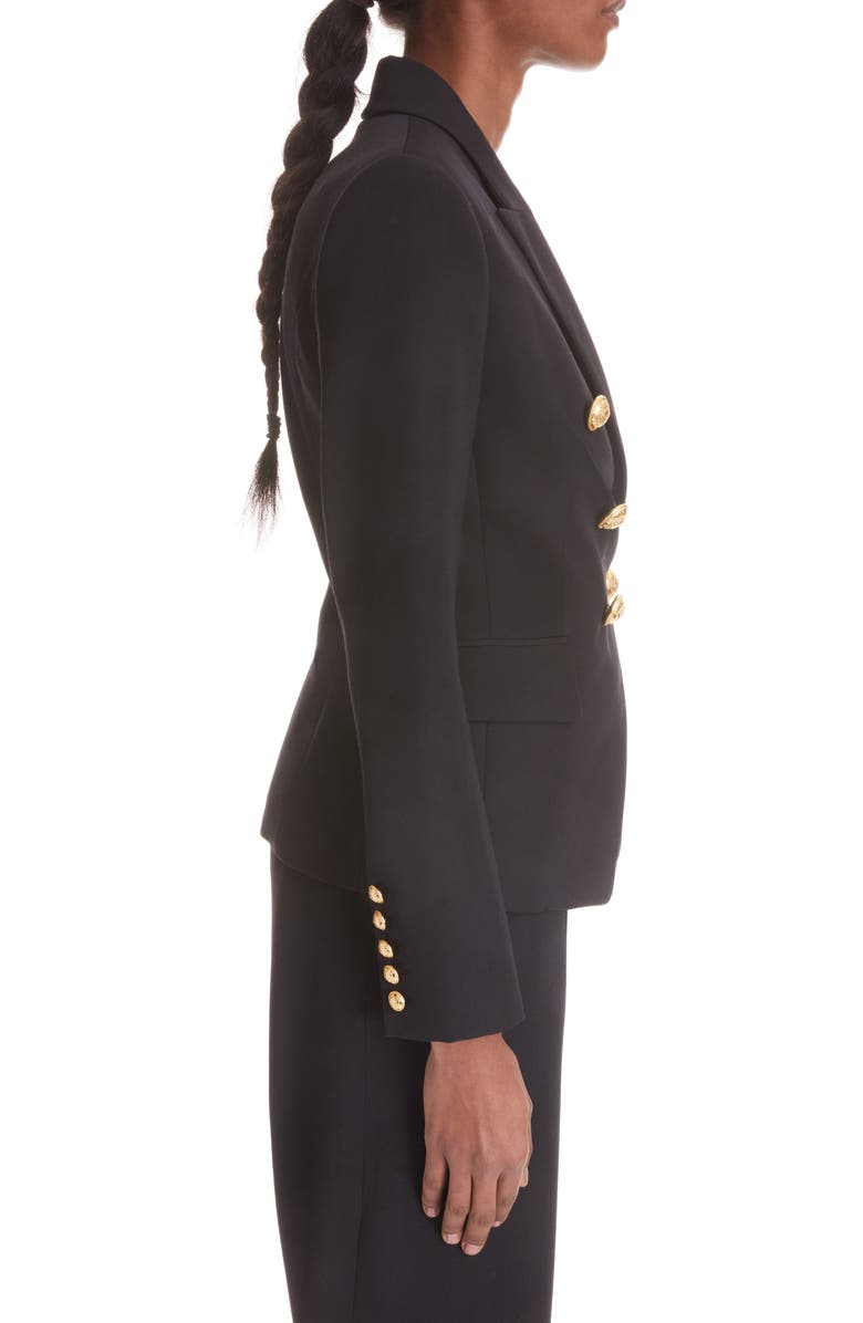 Balmain Double Breasted Wool Blazer, Alternate, color, 