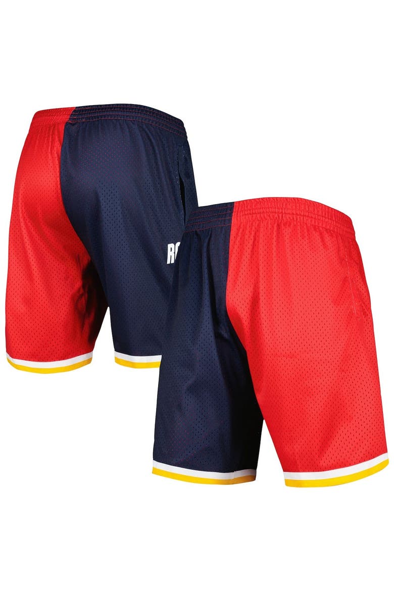 Men's Mitchell & Ness Navy/Red Houston Rockets Hardwood Classics 1993 Split Swingman Shorts, Main, color, Navy