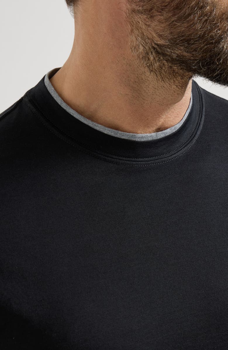 Brunello Cucinelli T-shirt with faux-layering, Alternate, color, Black