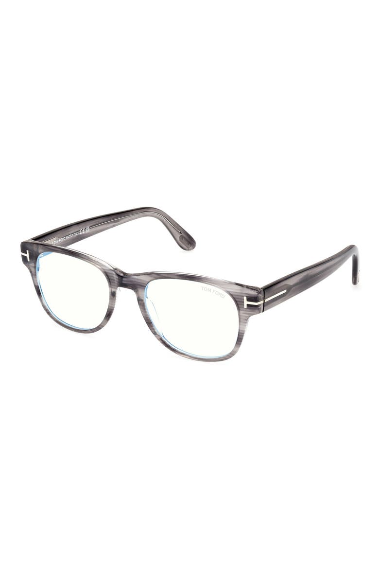 52mm Square Blue Light Blocking Optical Glasses, Alternate, color, STRIPED GREY / T LOGO