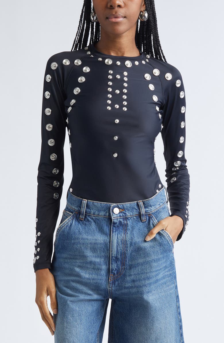 Coperni Snap Detail Jersey Top, Main, color, Black