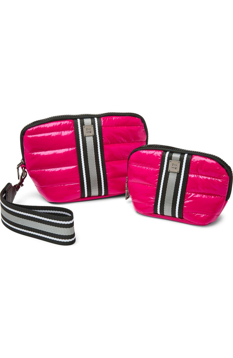 THINK ROYLN Double Stash Set of 2 Zip-Top Travel Pouches, Alternate, color, Glossy Fuchsia