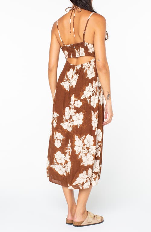 Roxy Sunshine Crush Floral Halter Strap Minidress In Brown