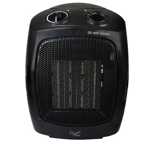 1500W Portable 2-Settings Office Black Ceramic Heater with Adjustable Thermostat