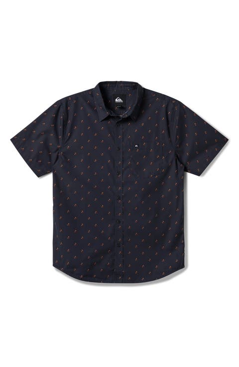 Kapu Mini Geo Print Short Sleeve Button-Up Shirt